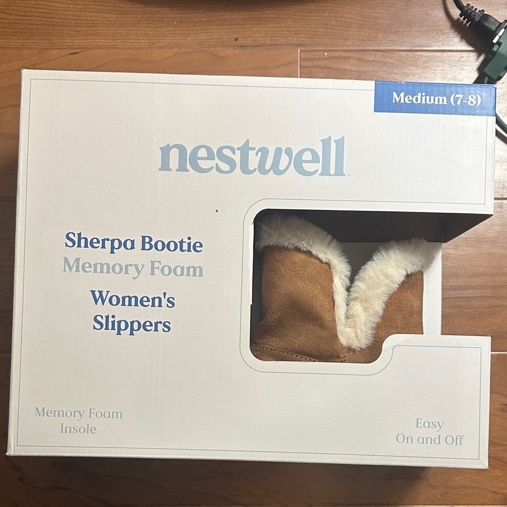 Nestwell Women's Sherpa Bootie Slippers - Tan